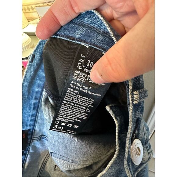 3x1 Distressed Mid Rise Straight Leg Button Fly Jeans - Size 30 - M4RS10272 - Picture 9 of 10